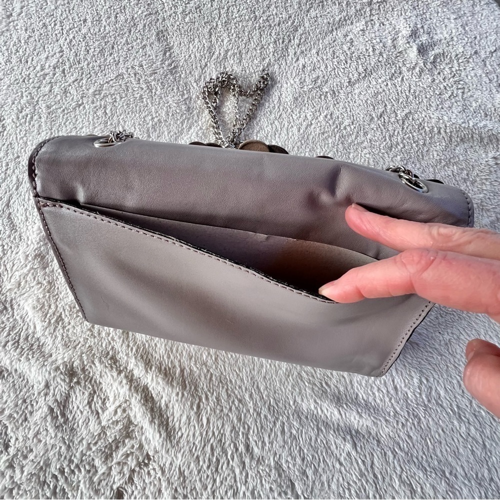 PATRICIA NASH GALINA GIADA 3D FLORAL CROSSBODY SILVER CHAIN STONE GRAY NWOT - Picture 5 of 10